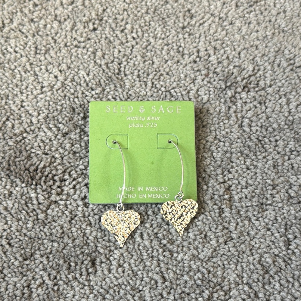 Seed & Sage Silver Heart Earrings